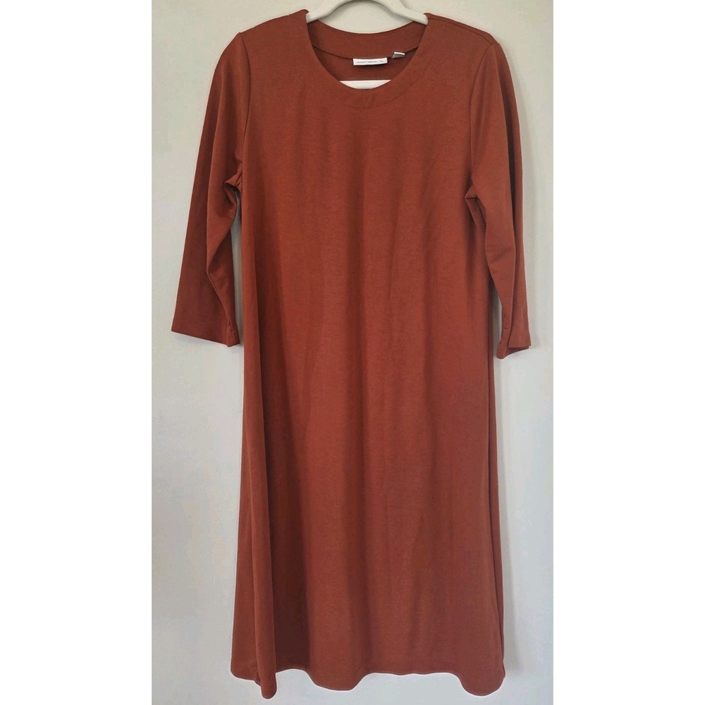 Susan Graver Womens Knit Dress Fall Burnt Orange Size S